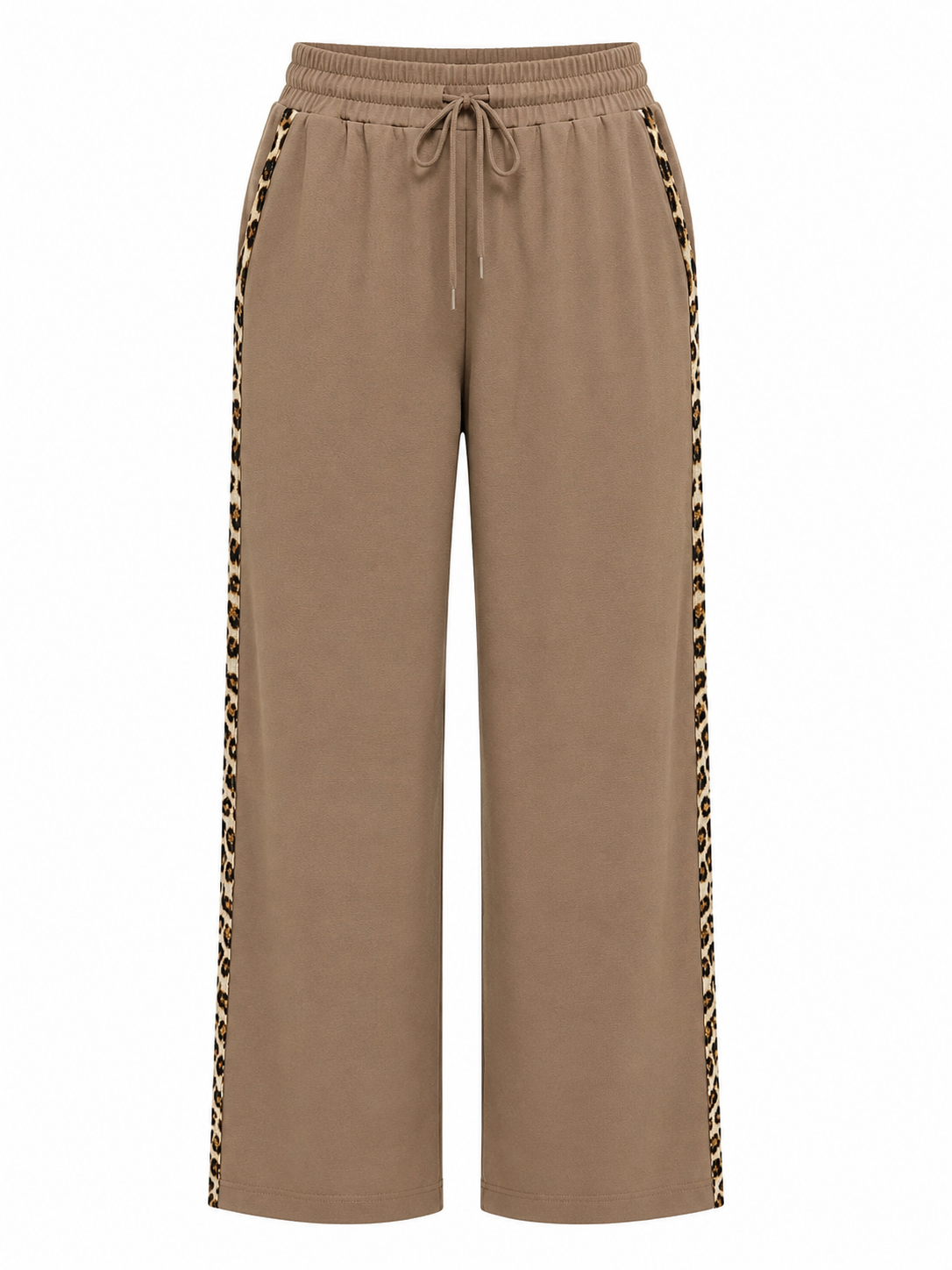 Mocha Mousse Leopard Stripe Wide Leg Pants