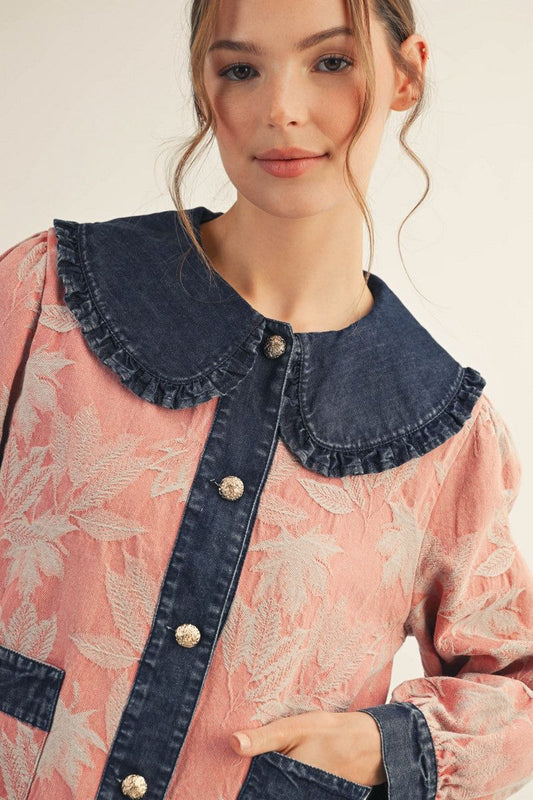 JODIFL Pretty Lace and Denim Jacket