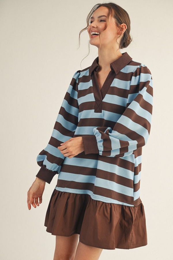 JODIFL Striped Polo Sweater Dress