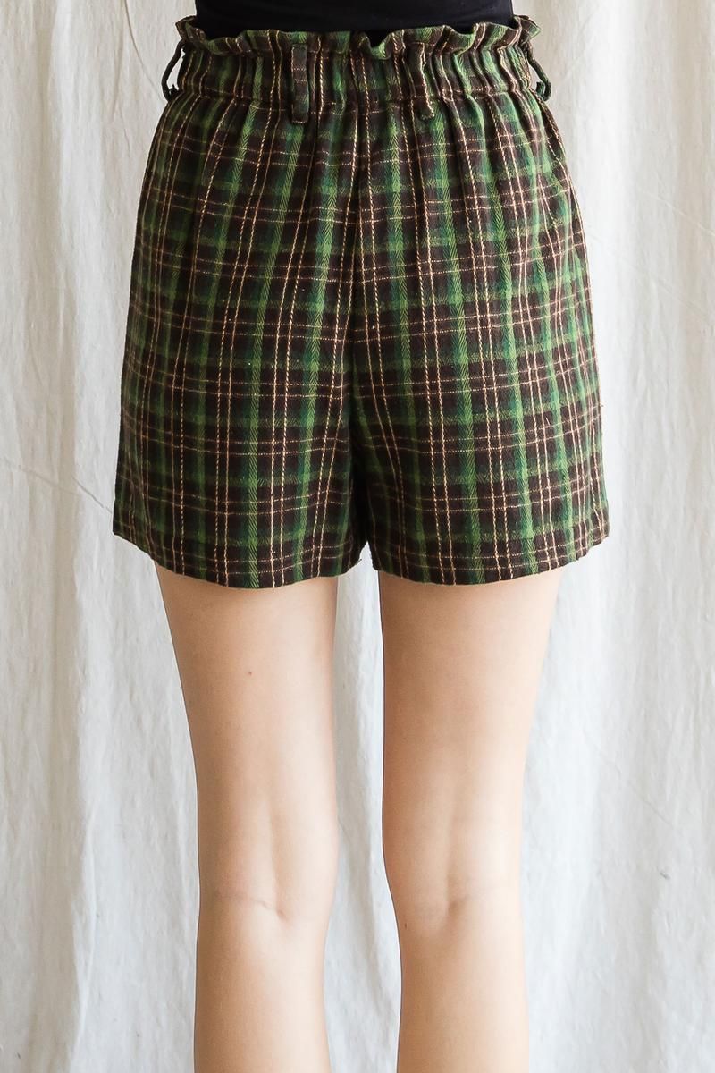 Evergreen Plaid Paperbag Shorts