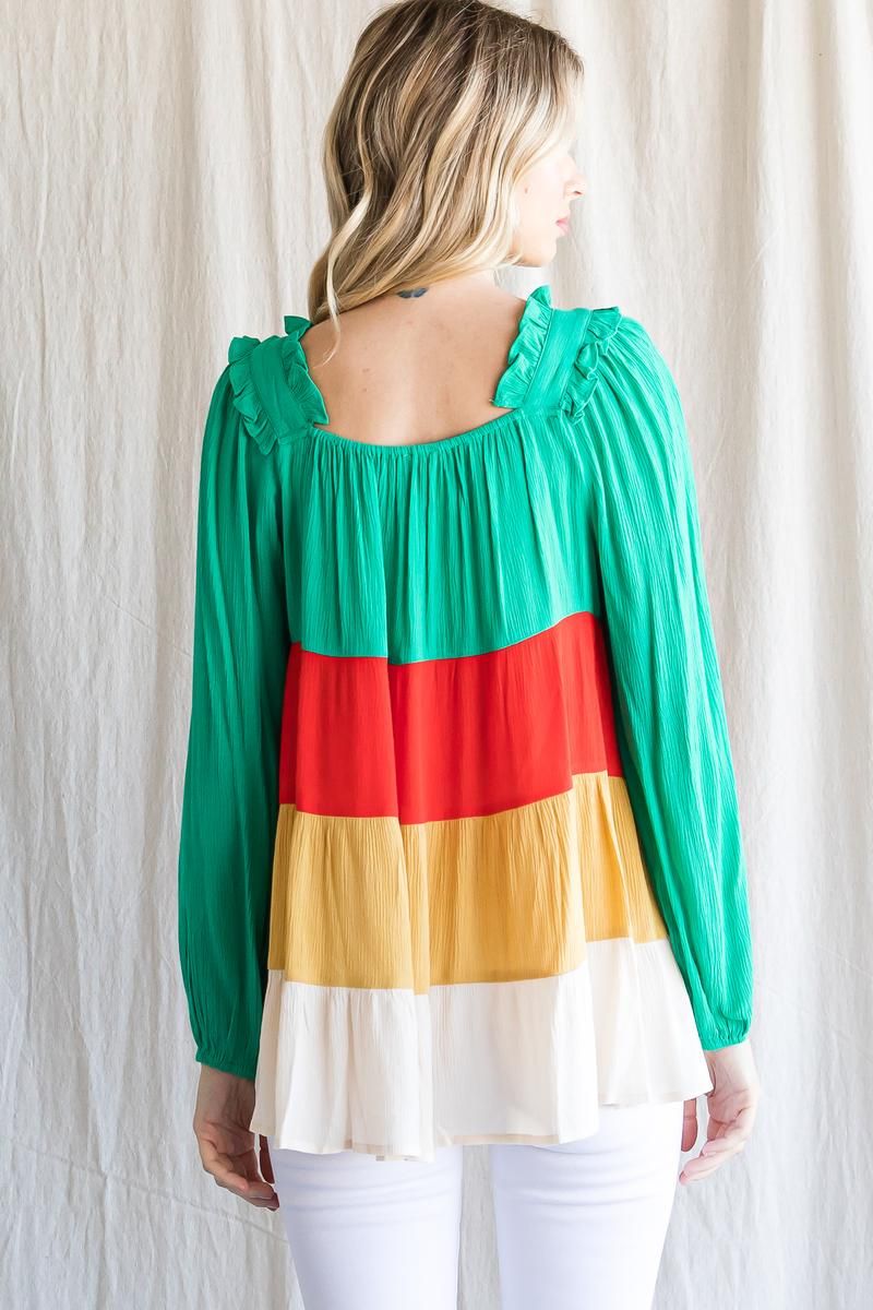 JODIFL Feeling Cute Color Contrast Blouse