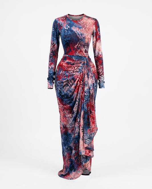 Vibrant Tie Dye Ruched Maxi Dress-10