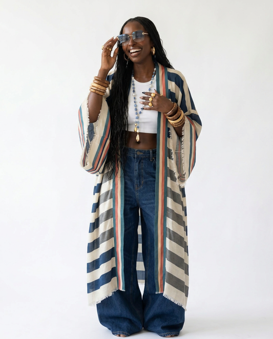 Free Spirit Striped Boho Kimono-0