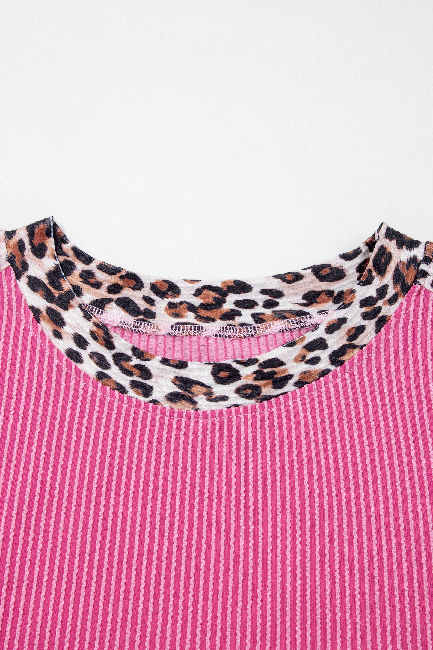 Sachet Pink Leopard Trim Twist Ribbed Short Set