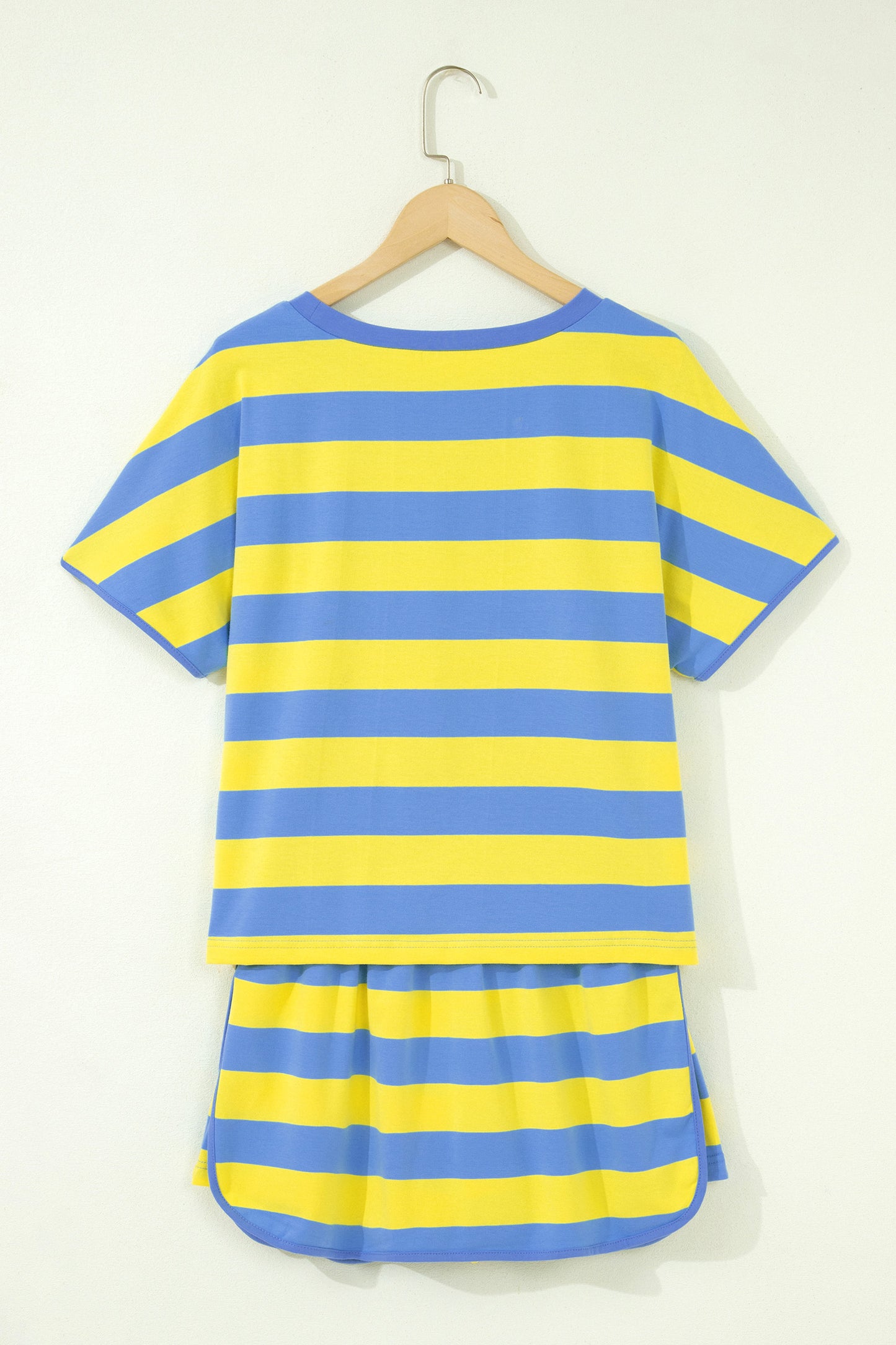 Rose Stripe Dolman Tee Drawstring Skort Athletic 2pcs Set