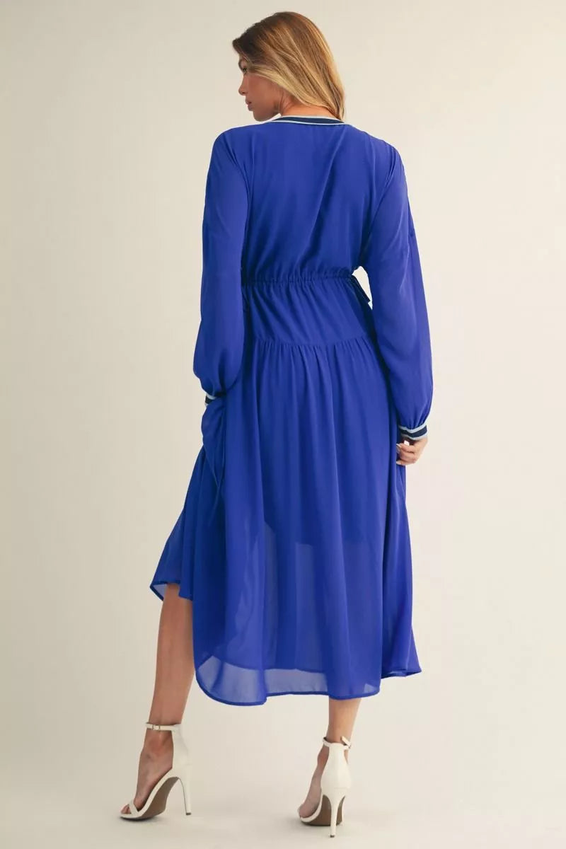 JODIFL Fuchsia Breeze Long Sleeve Midi Dress