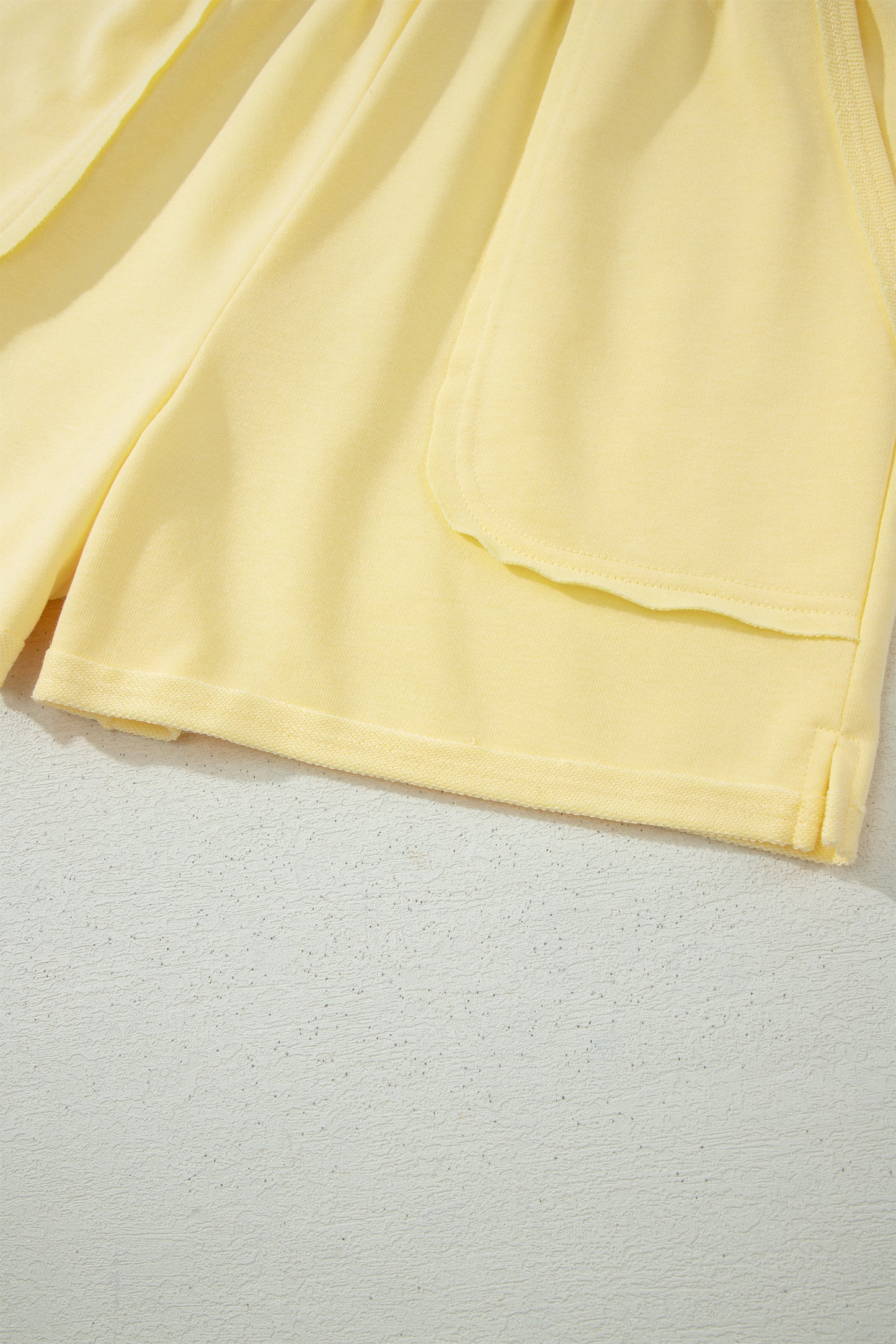 Yellow Cream Loose Polo Tee Elastic Waist 2pcs Short Set