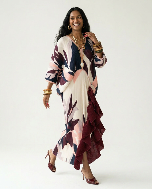 Ethereal Pleated Ruffle Maxi Kaftan-0