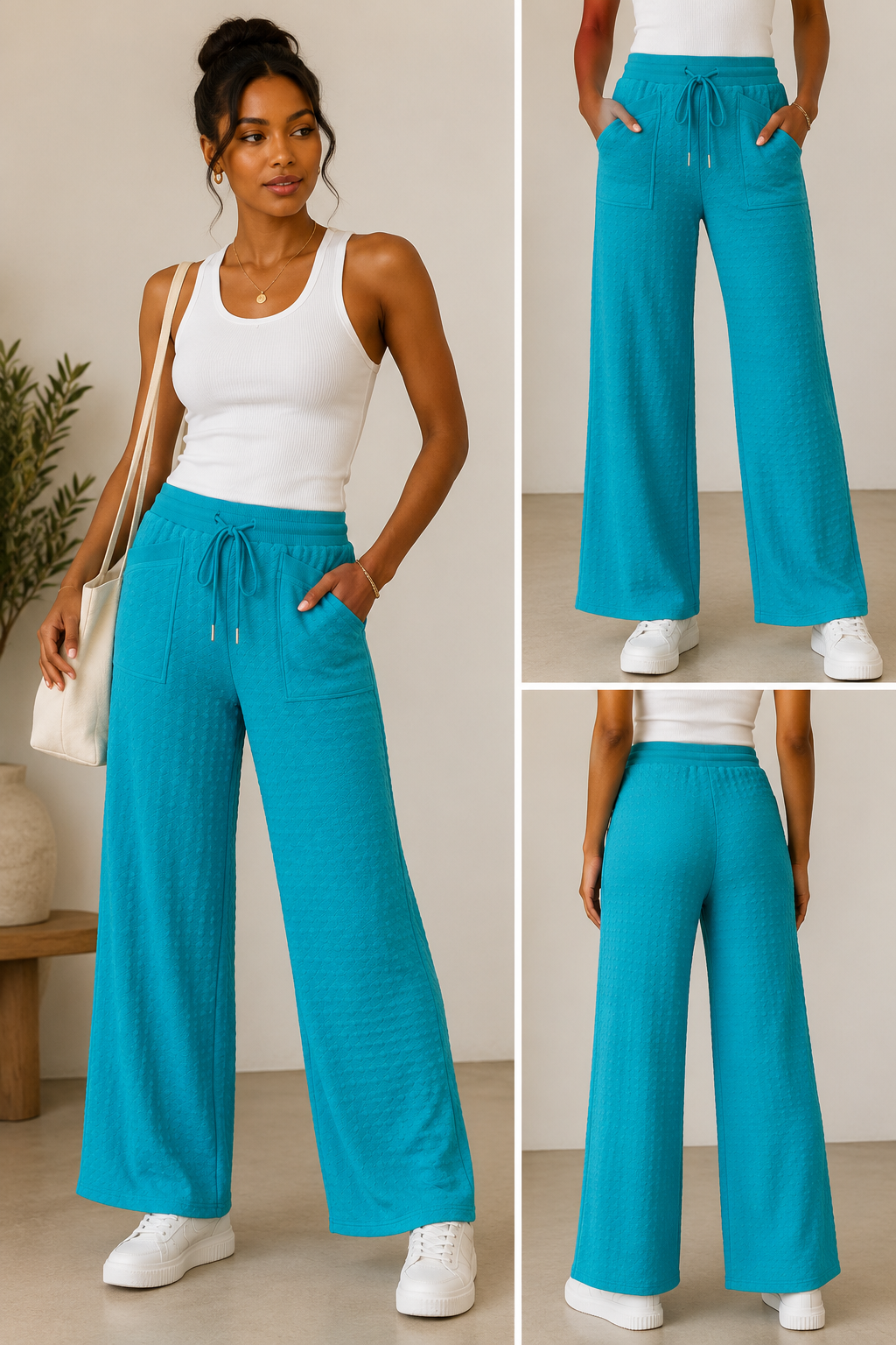 Ocean Breeze Textured Wide Leg Lounge Pants
