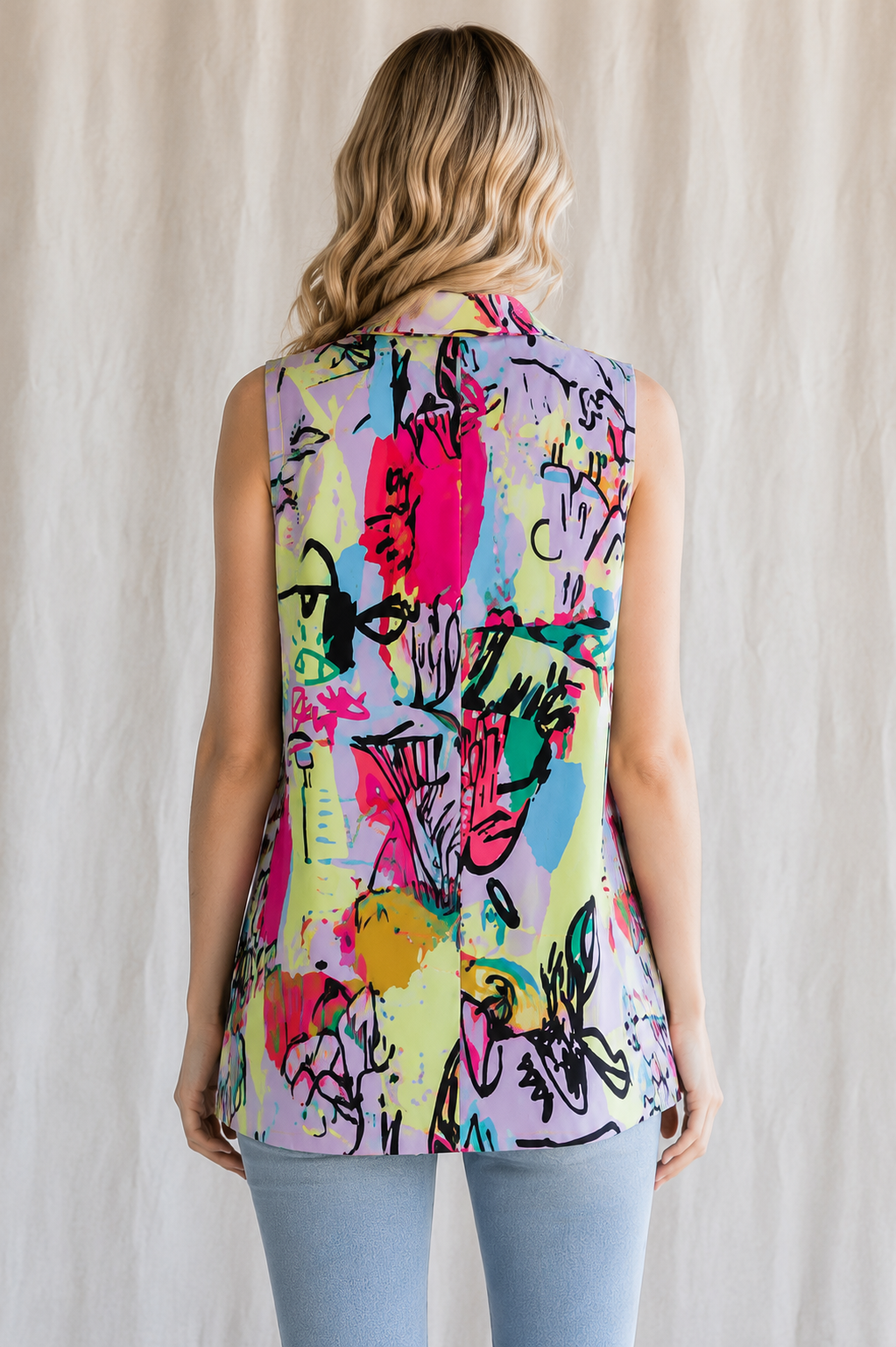 Abstract Muse Sleeveless Blazer Vest