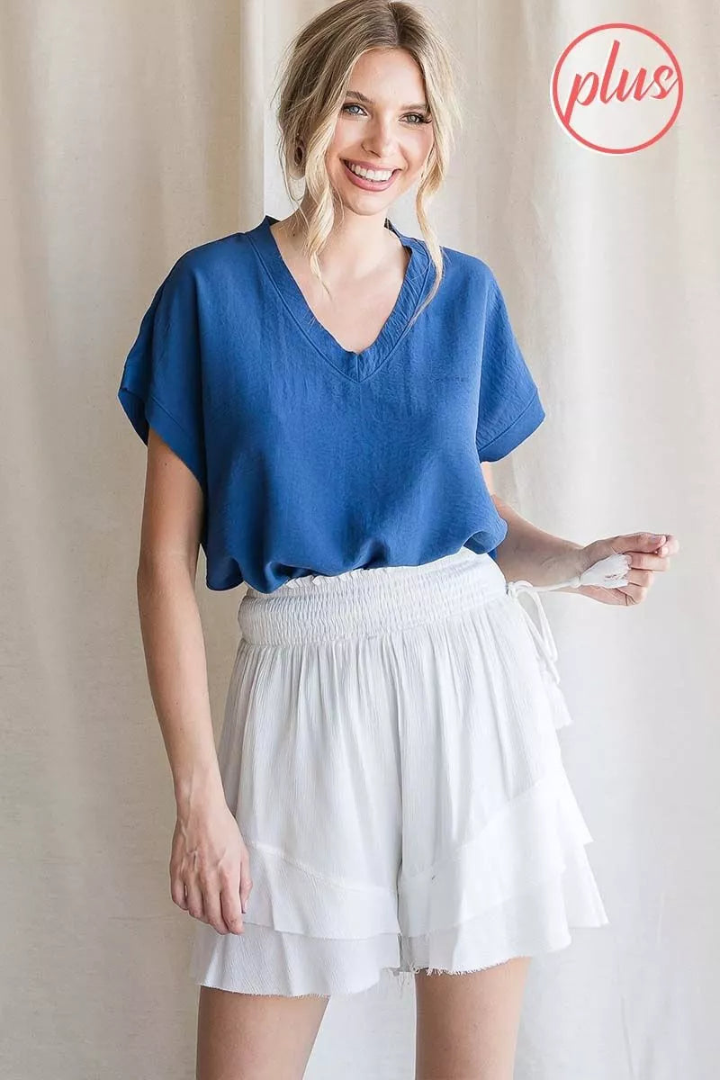 Coastal Breeze Tiered Ruffle Shorts – White