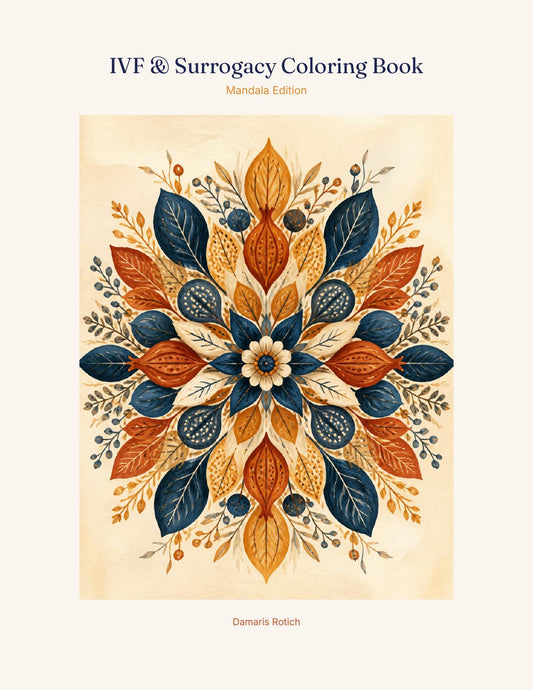 IVF & Surrogacy Coloring Book cover — mandala line art