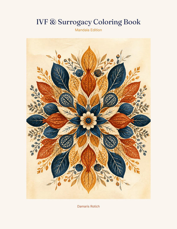 IVF & Surrogacy Coloring Book cover — mandala line art