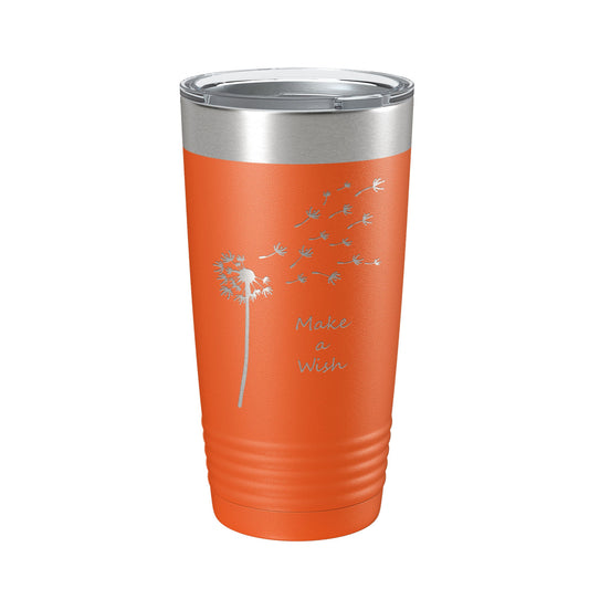 Dandelion Make A Wish Tumbler Travel Mug Gift Mom Daughter Her Women Girls Insulated Laser Engraved Coffee Cup 20 oz