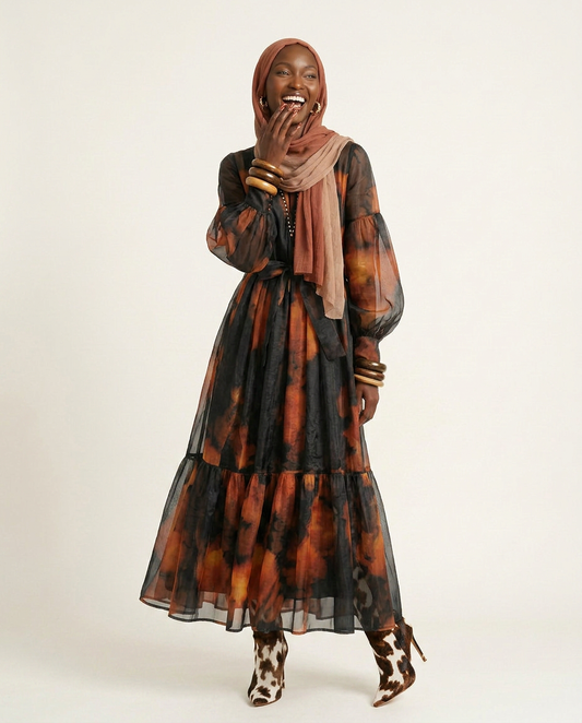 Magnetic Printed Colorblock Maxi Dress-0